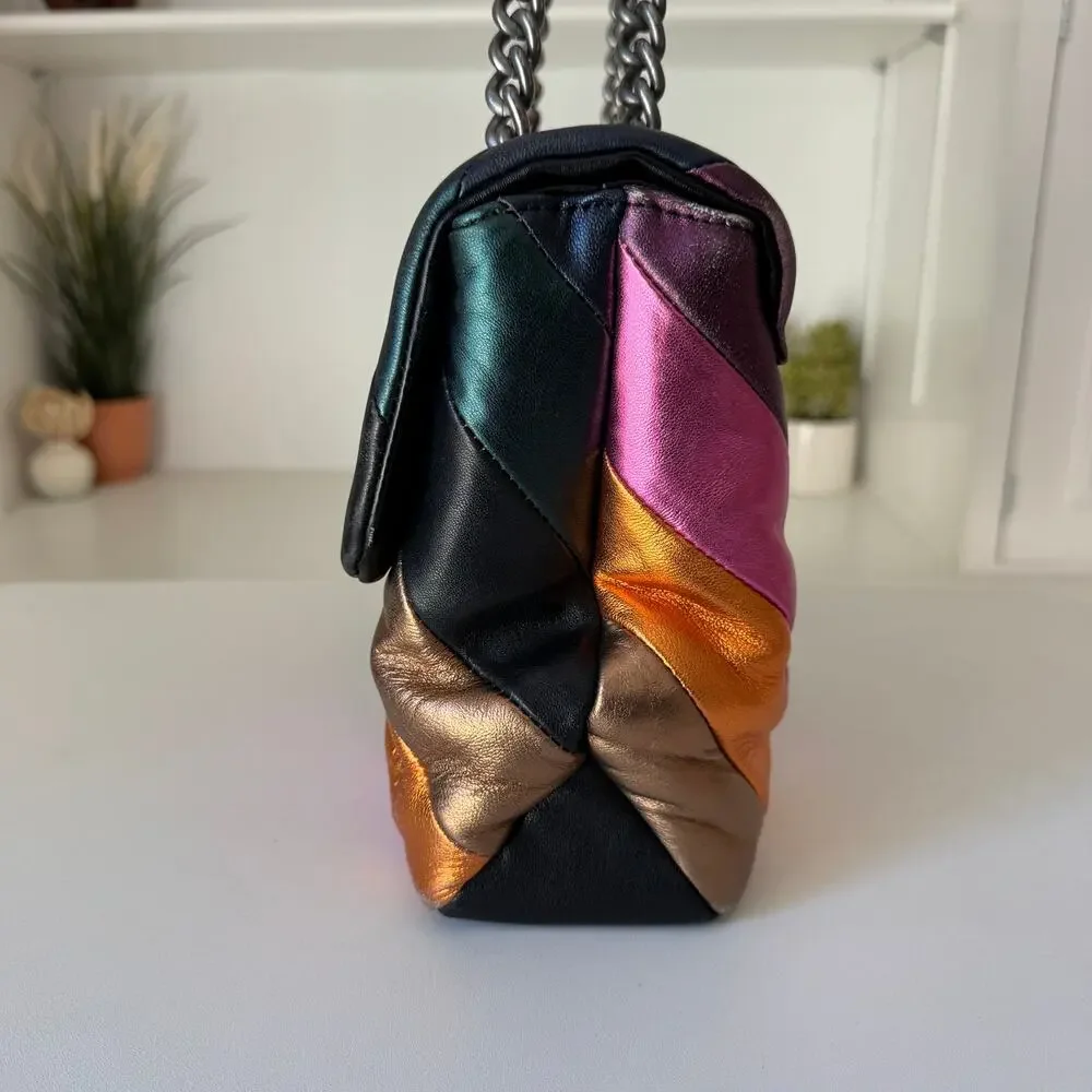 Kurt Geiger London Metallic Rainbow Stripe Kensington Convertible Shoulder Bag - Picture 5 of 11